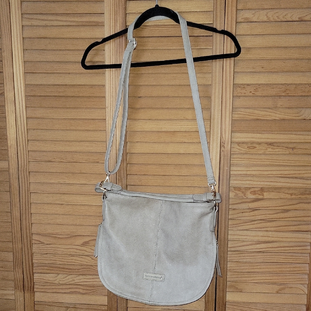 Montana West Gray Gold Adjustable Straps Expandable Crossbody Shoulder Handbag